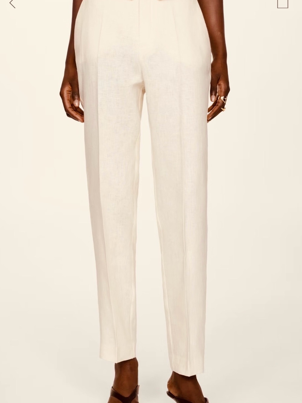 Mango Cream Straight-Leg Linen Pants